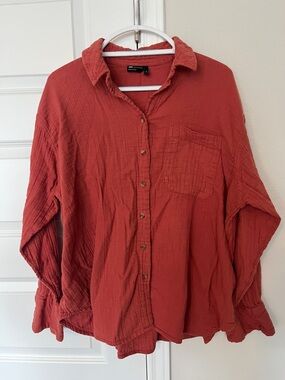 ASOS Rust Red Gauze Button-Down Shirt
